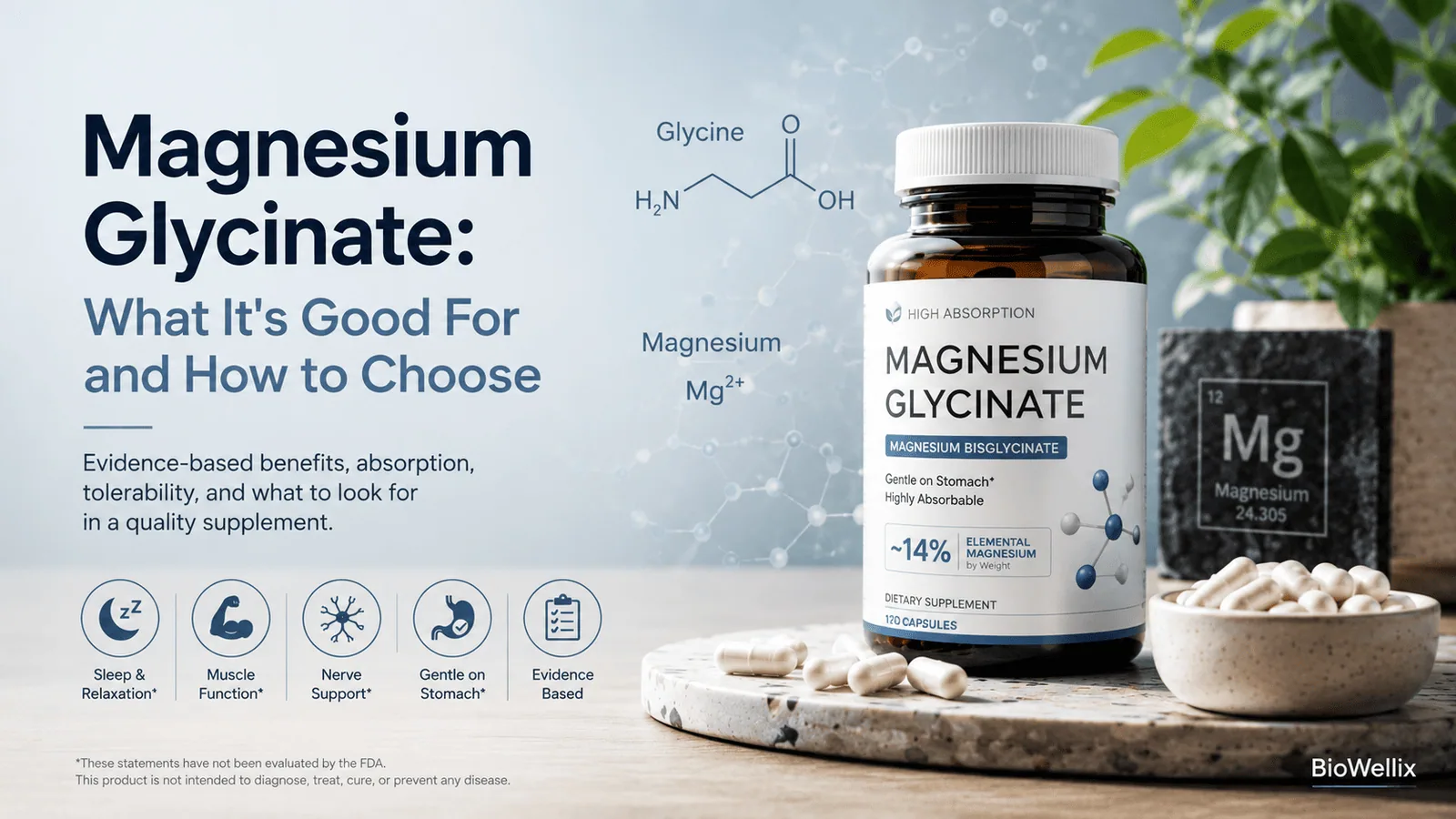Two magnesium supplement bottles beside an open Supplement Facts panel, with the elemental magnesium line and the compound weight on the front label shown as two different numbers